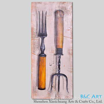 Simple suject original wood craft abstract oil painting